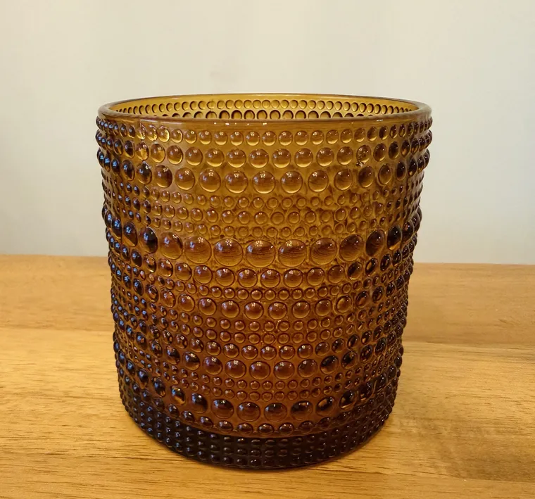 Amber hobnail glasses, for ten