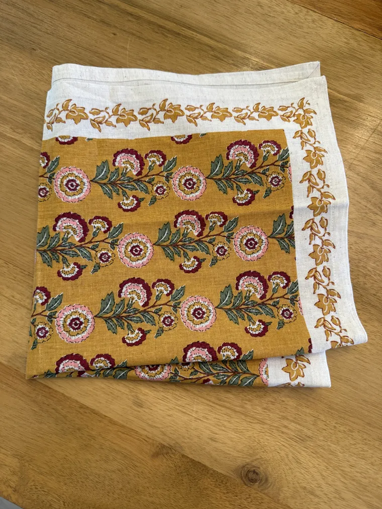 Block-print linen for the bread basket